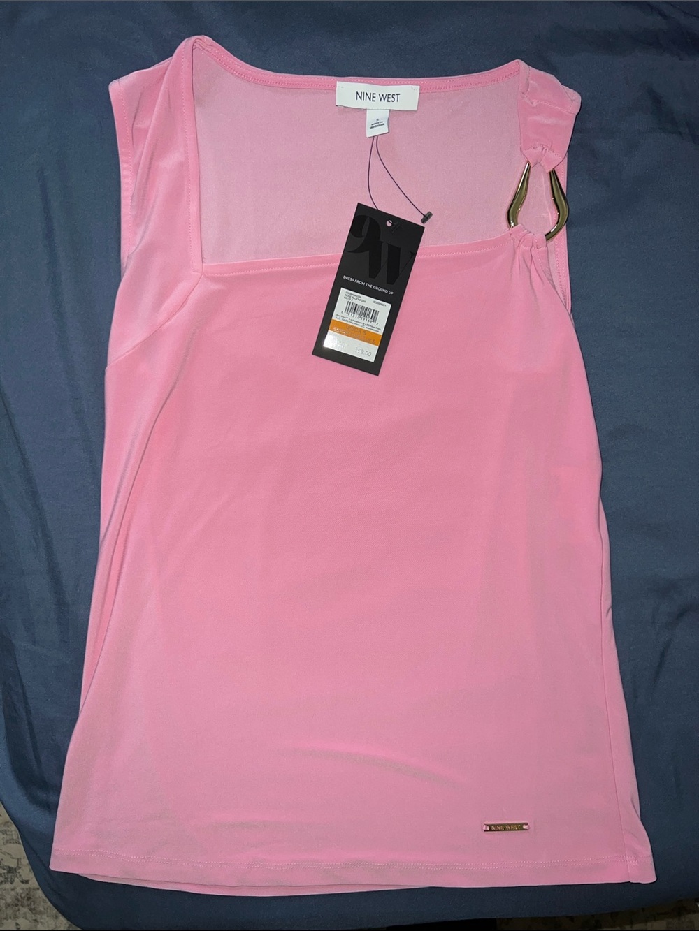 Nine West Pink Sleeveless Top with Gold Ring Accent